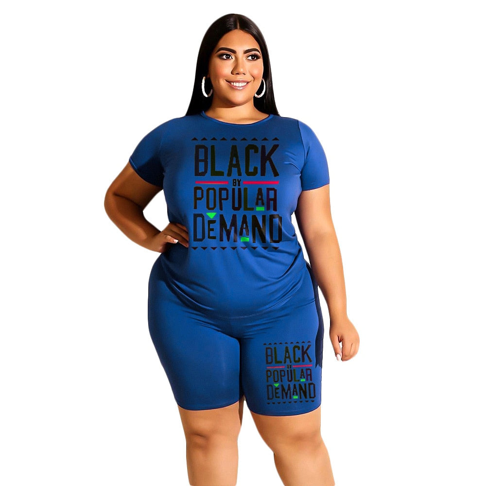 Plus Size Two Piece T Shirt and Short Matching Set - taylorkinfo