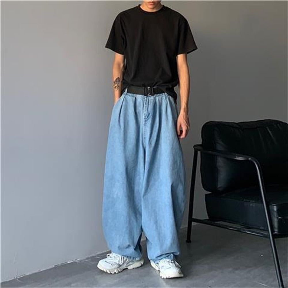 Wide Leg Cargo Pants 2022 Streetwear Baggy Jeans New Spring Autumn Men Korean Fashion Loose Straight Male Brand Clothing Black - taylorkinfo