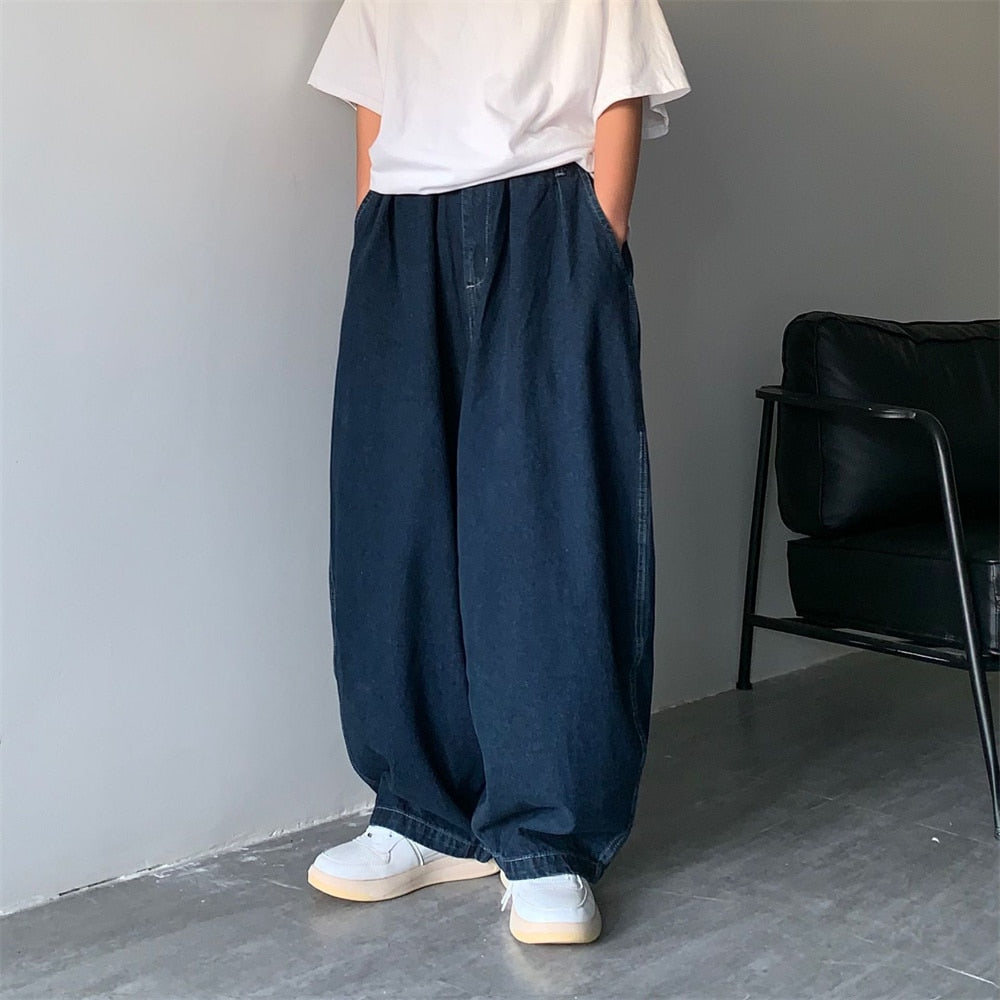 Wide Leg Cargo Pants 2022 Streetwear Baggy Jeans New Spring Autumn Men Korean Fashion Loose Straight Male Brand Clothing Black - taylorkinfo