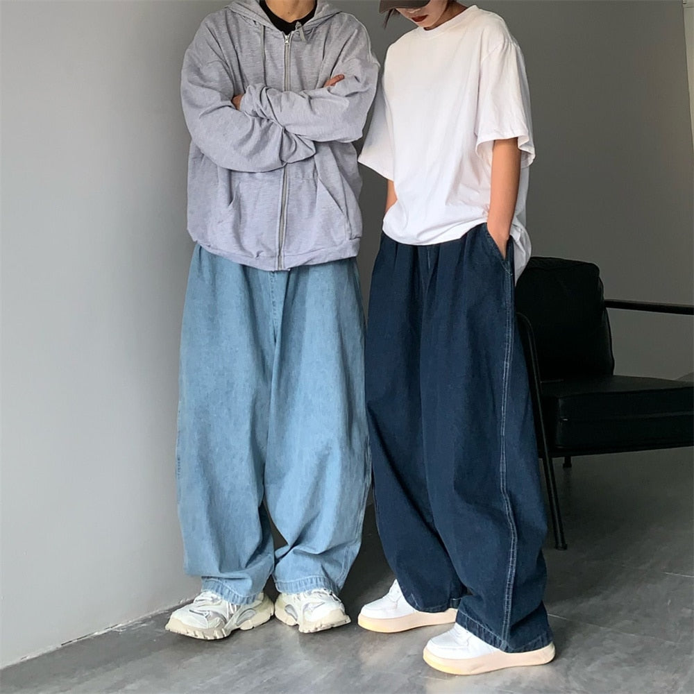 Wide Leg Cargo Pants 2022 Streetwear Baggy Jeans New Spring Autumn Men Korean Fashion Loose Straight Male Brand Clothing Black - taylorkinfo