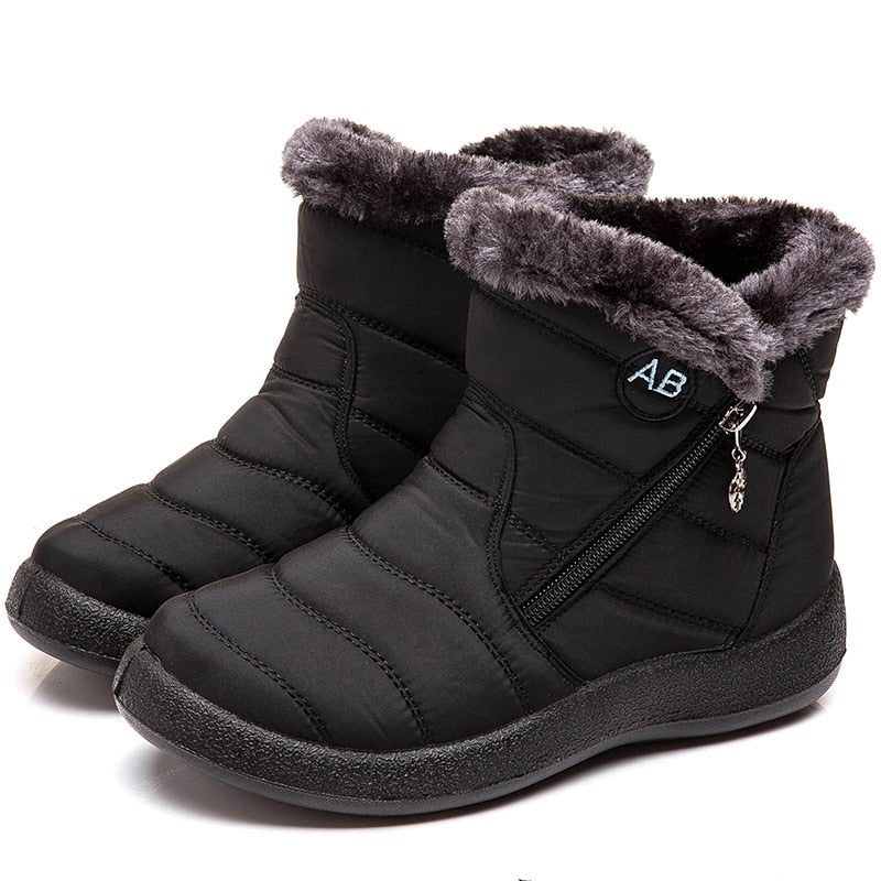 Boots Water-proof Ankle Boots For Winter Shoes Luxury Zipper Winter Botas Mujer