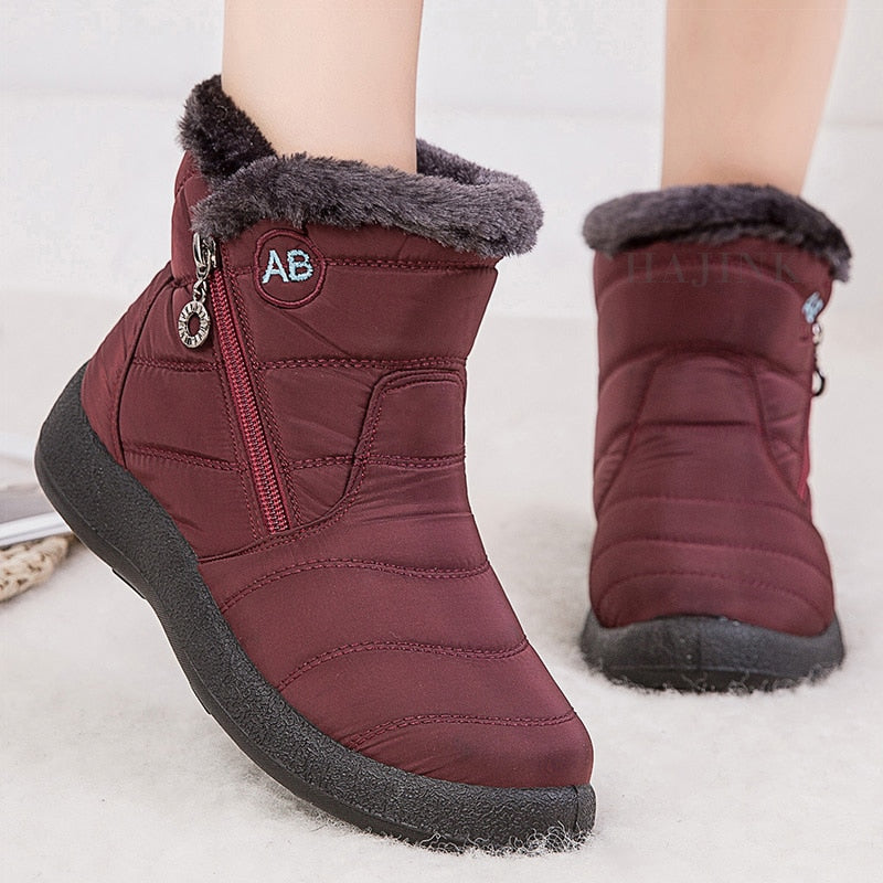 Boots Water-proof Ankle Boots For Winter Shoes Luxury Zipper Winter Botas Mujer