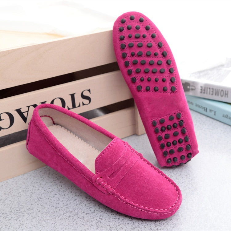 Women Shoes 2023 Genuine Leather Women Flat Shoes Casual Loafers Slip On Women&#39;s Flats Shoes Moccasins Lady Driving Shoes