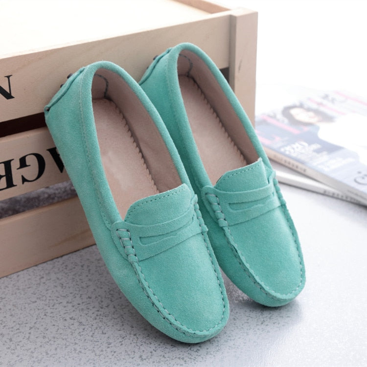 Women Shoes 2023 Genuine Leather Women Flat Shoes Casual Loafers Slip On Women&#39;s Flats Shoes Moccasins Lady Driving Shoes