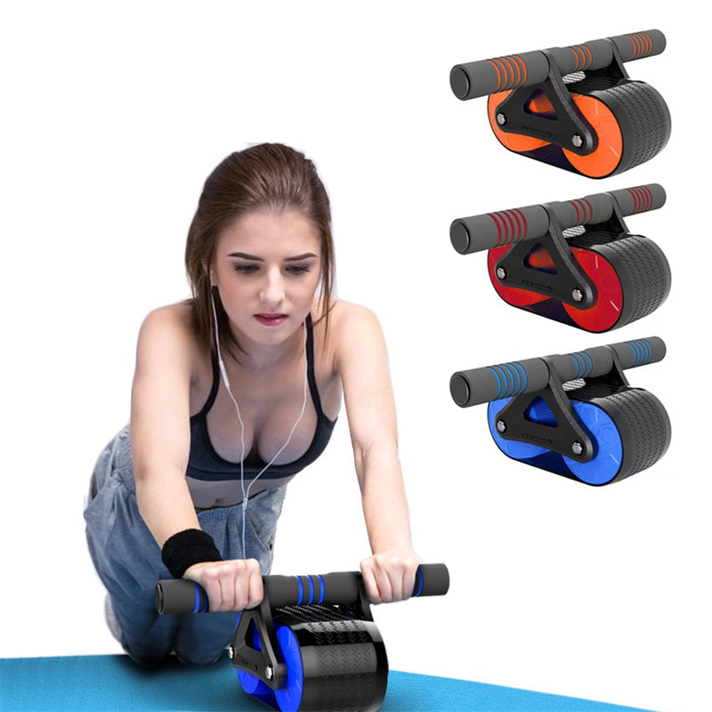 Double Wheel Abdominal Exerciser Women Men Automatic Rebound Ab Wheel Roller Waist Trainer Gym Sports Home Exercise Devices - taylorkinfo