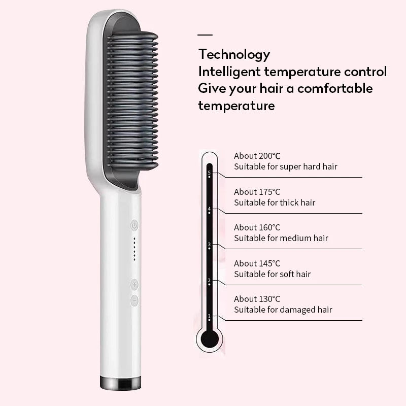 New 2 In 1 Hair Straightener Hot Comb Negative Ion Curling Tong Dual-purpose Electric Hair Brush - taylorkinfo