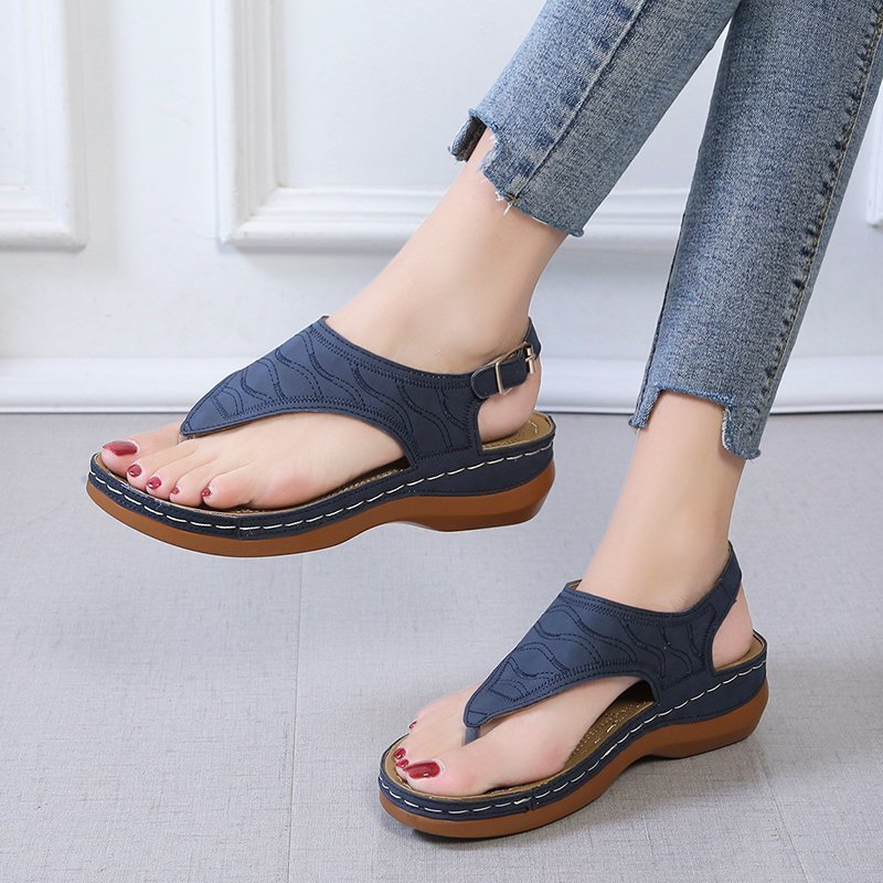 Casual Sandals Women's Wedge Heel Solid Color Flip Flop Sandals - taylorkinfo