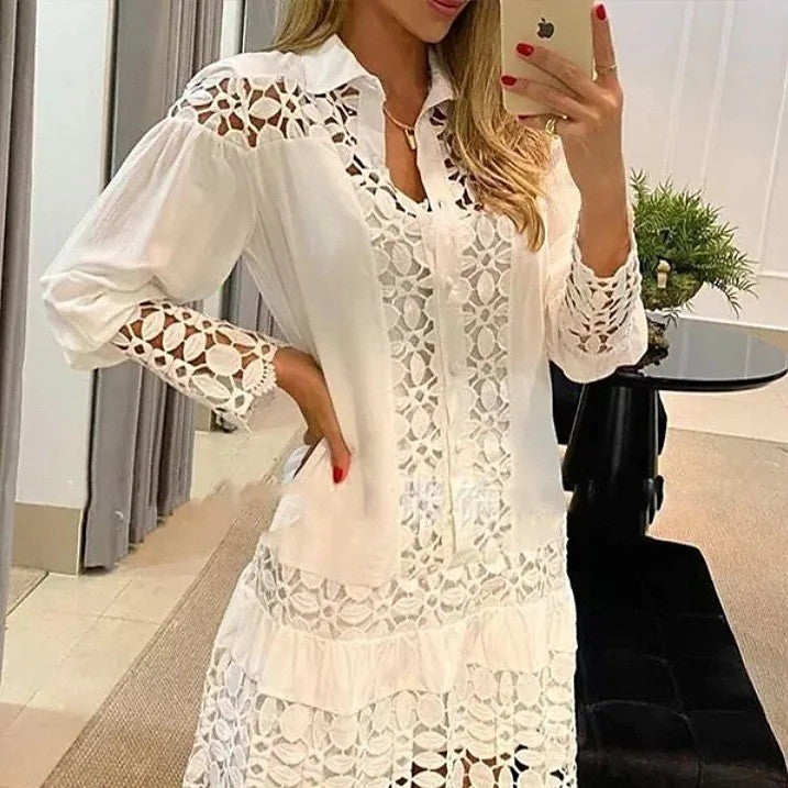 Women's Lace Stitching Sexy Casual Shirt