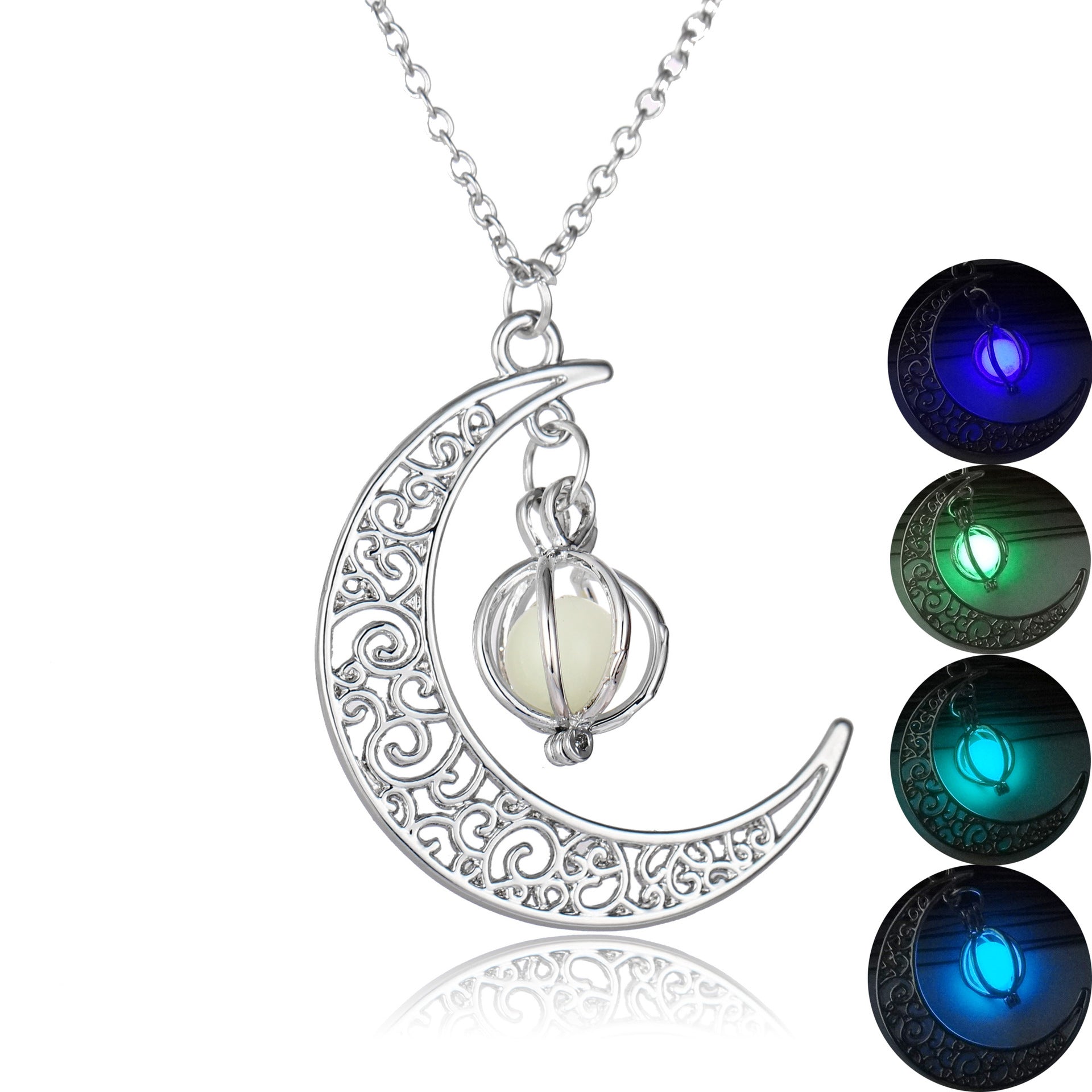 Fashion Moon Natural Glowing Stone Healing Necklace Women Gift Charm Luminous Pendant Necklace Jewelry - taylorkinfo