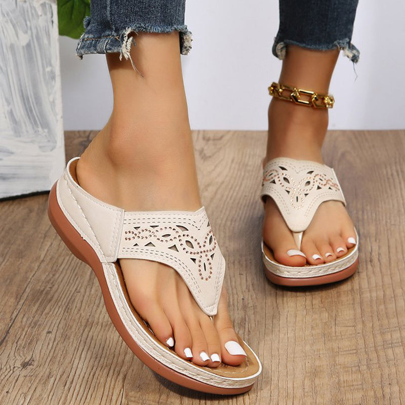 Clip Toe Wedge Sandals Women Summer Flip Flops Slippers Beach Shoes - taylorkinfo