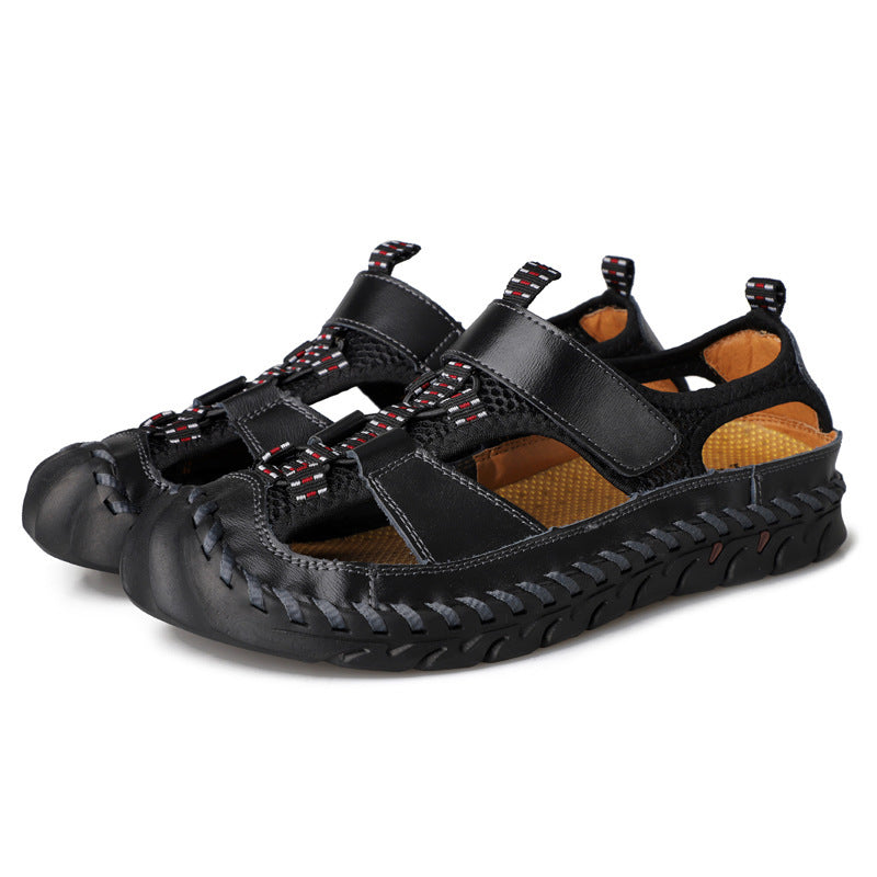 Summer Men's Outdoor Plus Size Leather Sandals - taylorkinfo