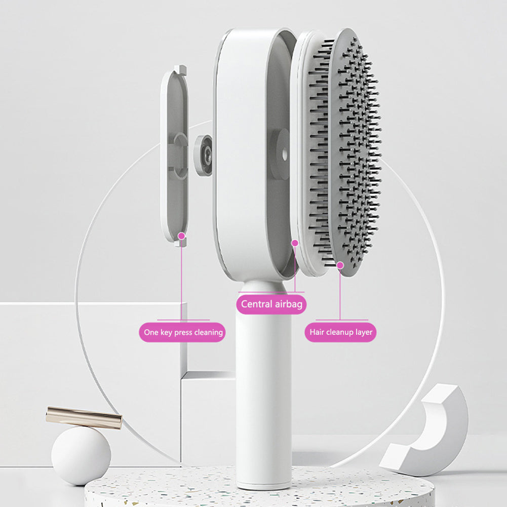 Self Cleaning Hair Brush For Women One-key Cleaning Hair Loss Airbag Massage Scalp Comb Anti-Static Hairbrush - taylorkinfo