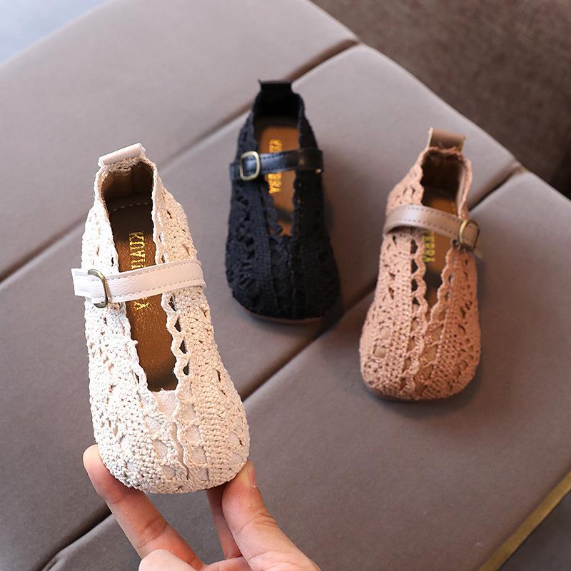 Girls Shoes Soft Sole Princess Shoes Lace Breathable Woven Shoes Flying Woven Sandals Toddler Shoes