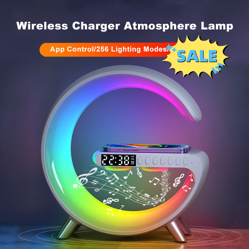 Intelligent Atmosphere Lamp Bluetooth Speaker Wireless Charger Bedside Lamp Sunrise Wake-up Lamp Polar Lamp Alarm Clock - taylorkinfo