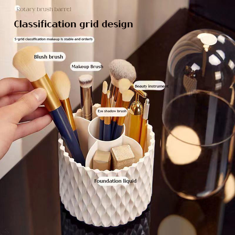 360 Rotating Large Capacity Transparent Makeup Brush Storage Pen Holder Acrylic Dust With Lid Desktop Cosmetic Storage Box - taylorkinfo