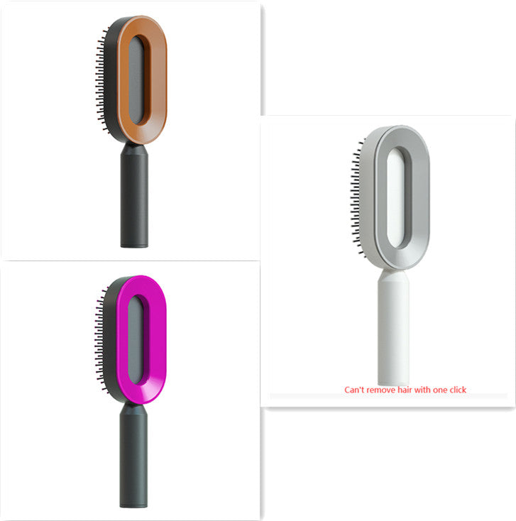 Self Cleaning Hair Brush For Women One-key Cleaning Hair Loss Airbag Massage Scalp Comb Anti-Static Hairbrush - taylorkinfo