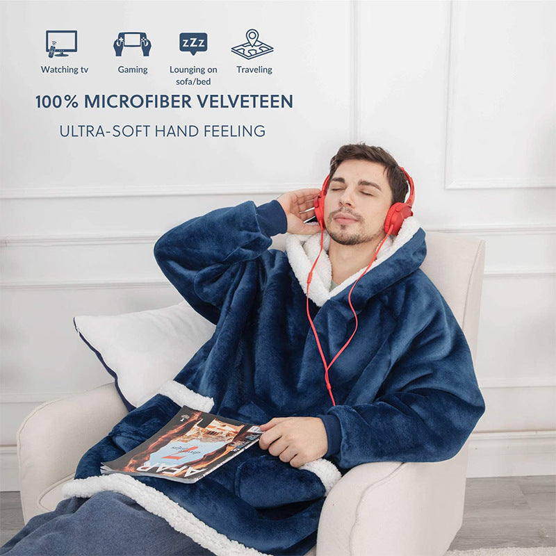 Winter TV Hoodie Blanket Winter Warm Home Clothes Women Men Oversized Pullover With Pockets - taylorkinfo