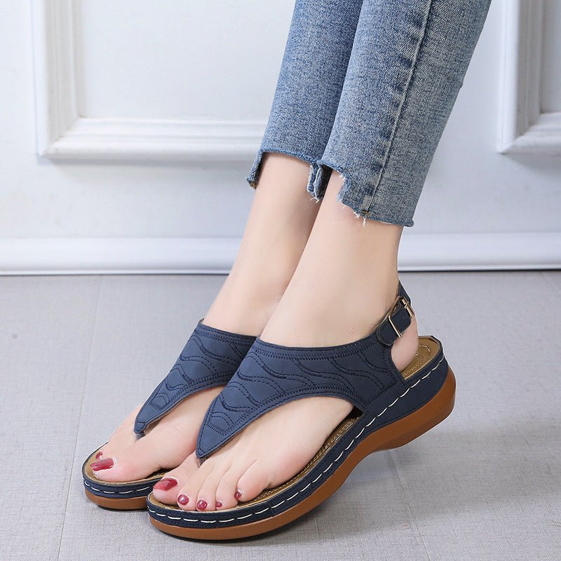 Casual Sandals Women's Wedge Heel Solid Color Flip Flop Sandals - Taylor K Shop