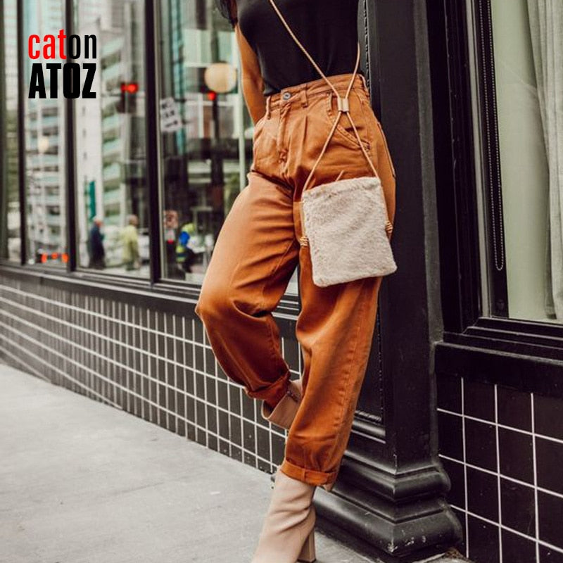 catonATOZ 2248 Y2K Khaki Women&#39;s Cargo Pants High Waist Loose Trousers Female Casual Streetwear baggy Jeans - taylorkinfo