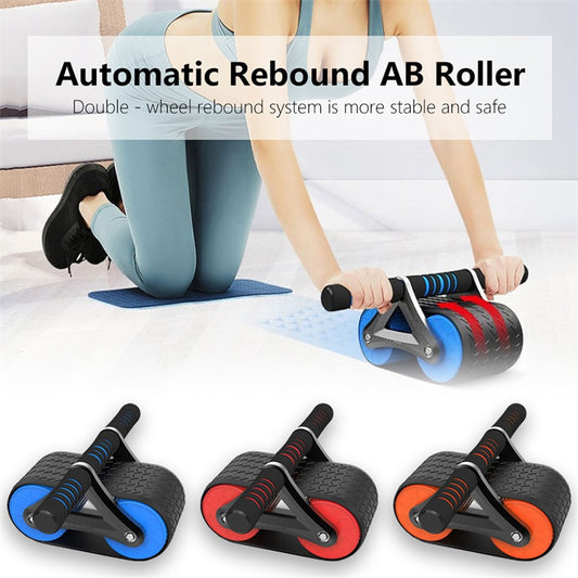 Double Wheel Abdominal Exerciser Women Men Automatic Rebound Ab Wheel Roller Waist Trainer Gym Sports Home Exercise Devices - taylorkinfo