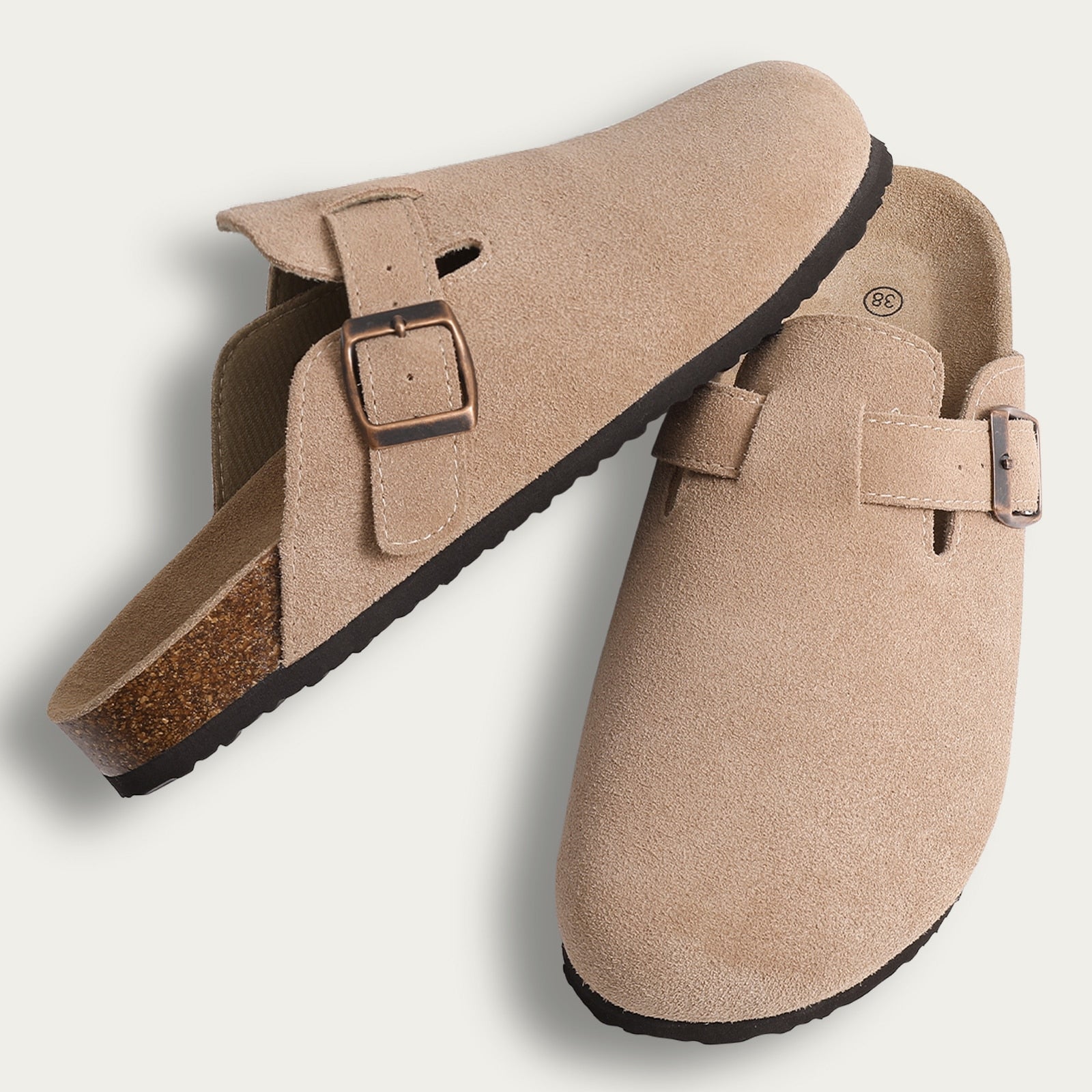 Comwarm Fashion Boston Clogs Women's Suede Mules Slippers Cork Insole Sandals With Arch Support Outdoor Lovers Beach Sandals - Taylor K Shop