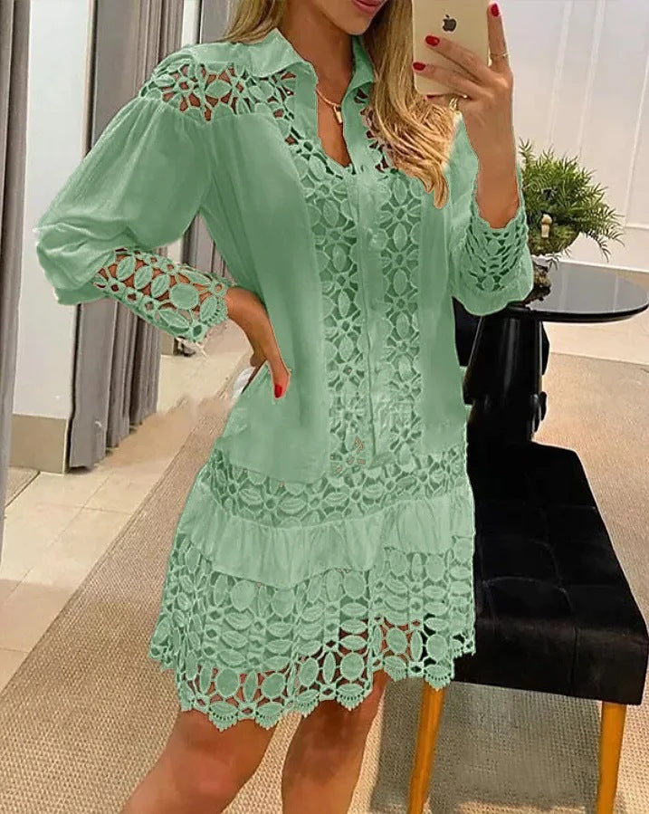 Women's Lace Stitching Sexy Casual Shirt