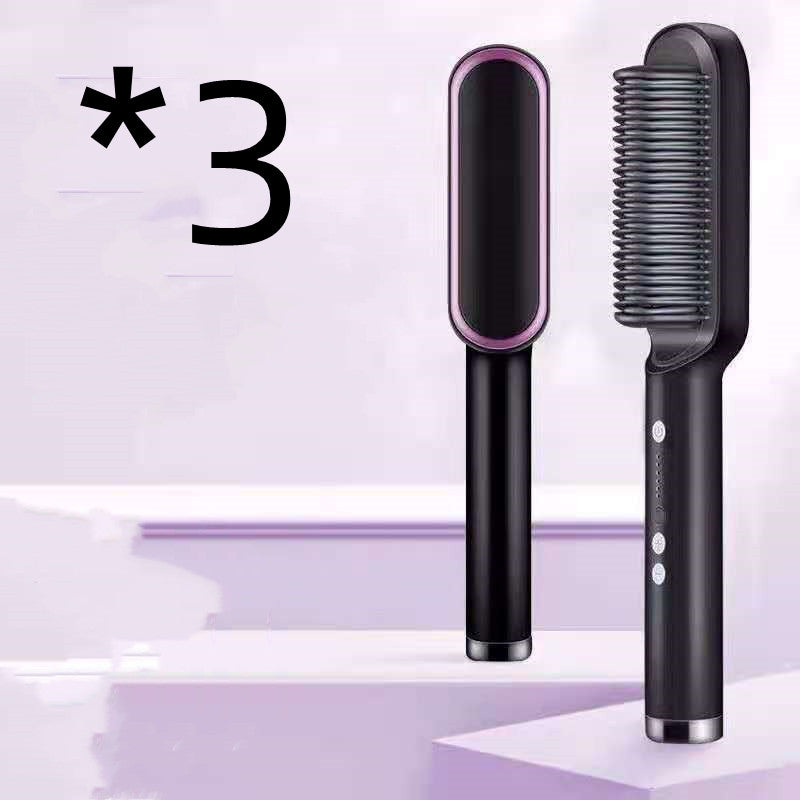 New 2 In 1 Hair Straightener Hot Comb Negative Ion Curling Tong Dual-purpose Electric Hair Brush - taylorkinfo