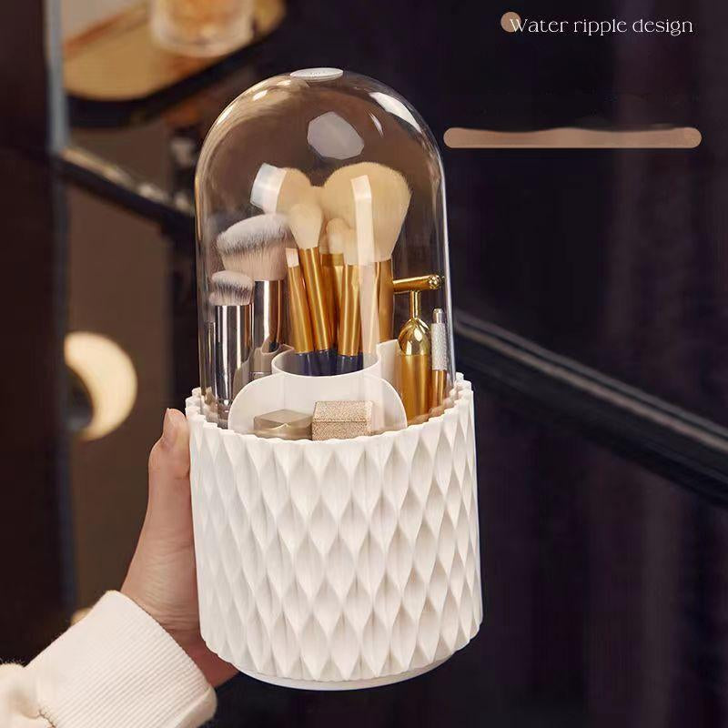 360 Rotating Large Capacity Transparent Makeup Brush Storage Pen Holder Acrylic Dust With Lid Desktop Cosmetic Storage Box - taylorkinfo