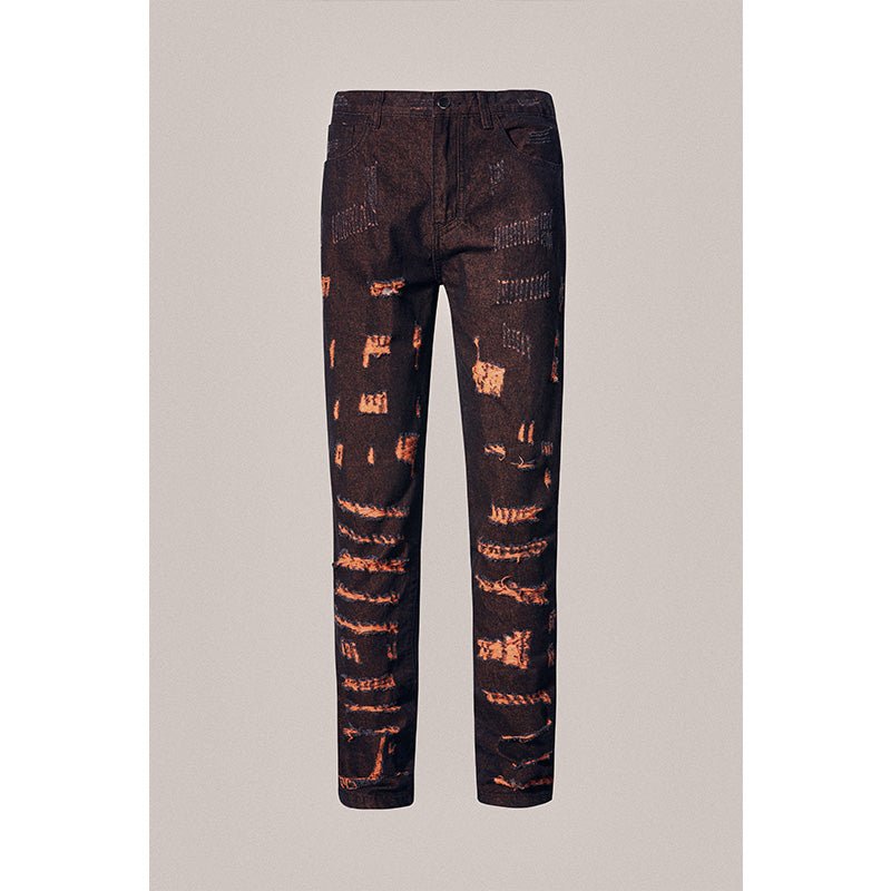Destruction Orange Jeans - Taylor K Shop