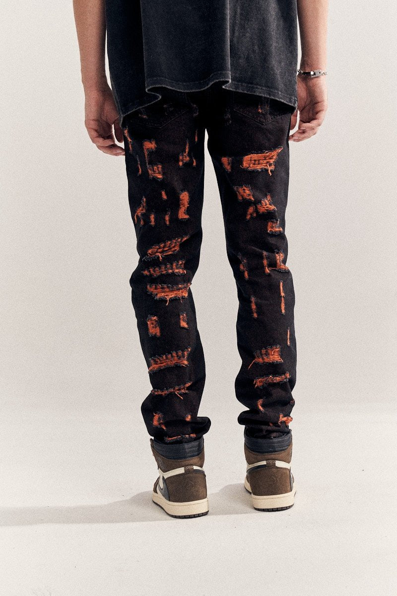 Destruction Orange Jeans - Taylor K Shop