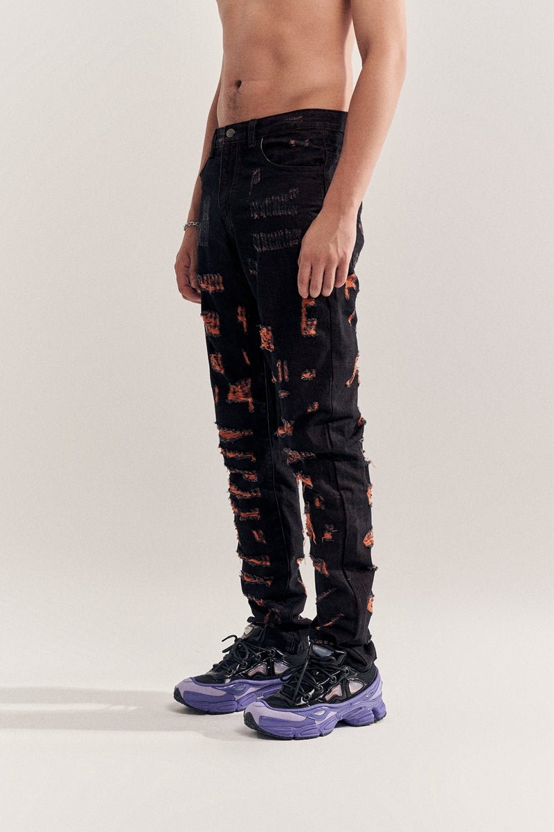 Destruction Orange Jeans - Taylor K Shop
