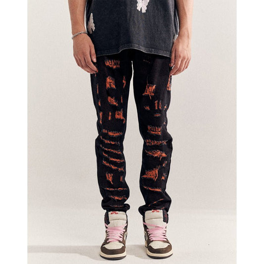 Destruction Orange Jeans - Taylor K Shop