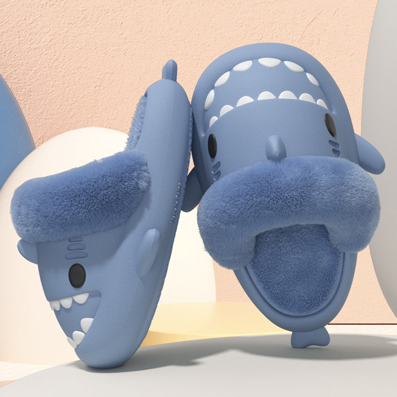 Winter Shark Slippers Detachable Warm Fuzzy Slippers Bedroom House Shoes Women - taylorkinfo