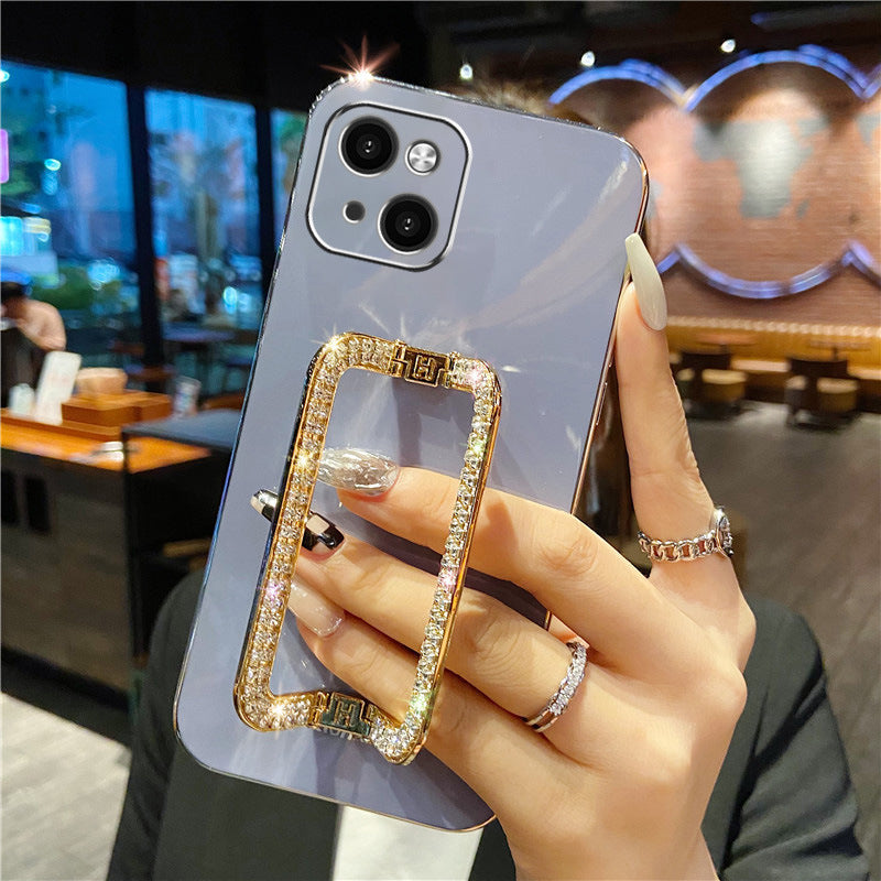 Women's Fashion Simple Diamond Bracket Phone Case