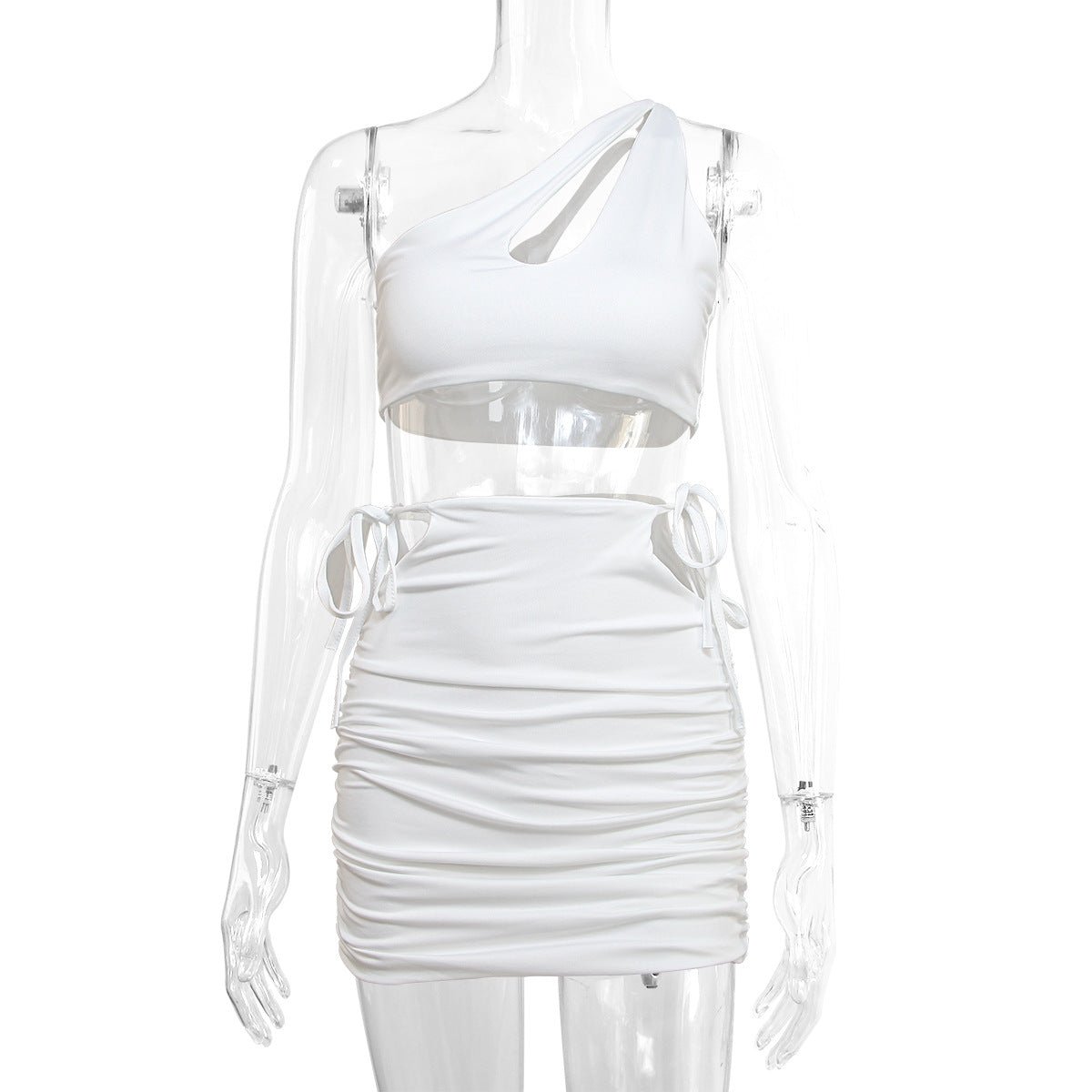 European And American One - shoulder Short Skirt Hollow Bag Hip Two - piece Set - Taylor K Shop