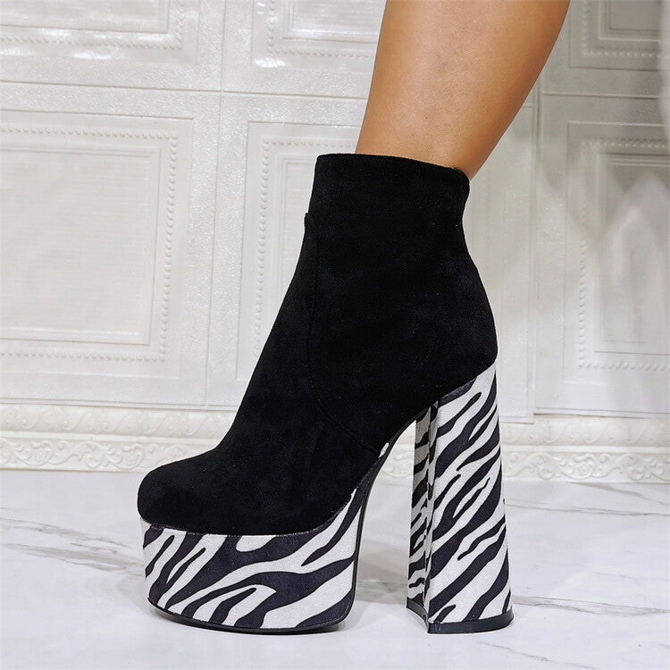 Women's Fashion Waterproof Platform Round Toe Short Boots