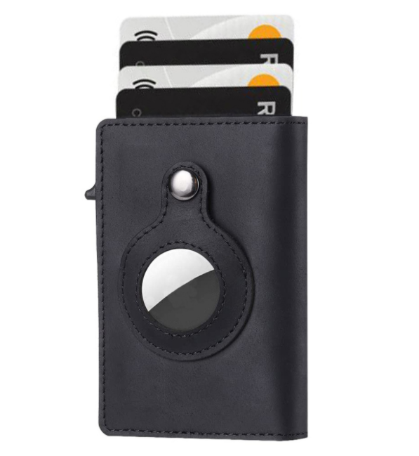 AirTag Wallet Anti Theft Bullet Card Bag Multi-functional Rfid Card Holder Men's Leather Slim Wallets For Airtag Air Tag - taylorkinfo