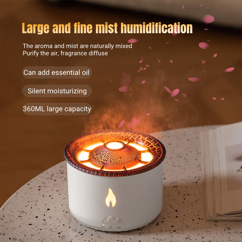 2022 New Creative Ultrasonic Essential Oil Humidifier Volcano Aromatherapy Machine Spray Jellyfish Air Flame Humidifier Diffuser - taylorkinfo