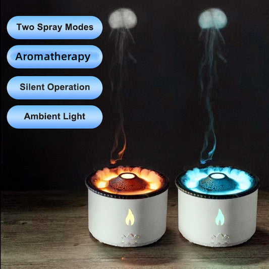 2022 New Creative Ultrasonic Essential Oil Humidifier Volcano Aromatherapy Machine Spray Jellyfish Air Flame Humidifier Diffuser - taylorkinfo