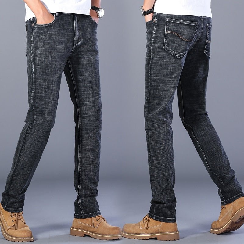 Fashion European American Style Stretch Men Jeans Luxury Men&#39;s Denim Pants Slim Straight Deep Blue Gentleman Size 28 - 38 Slacks - Taylor K Shop