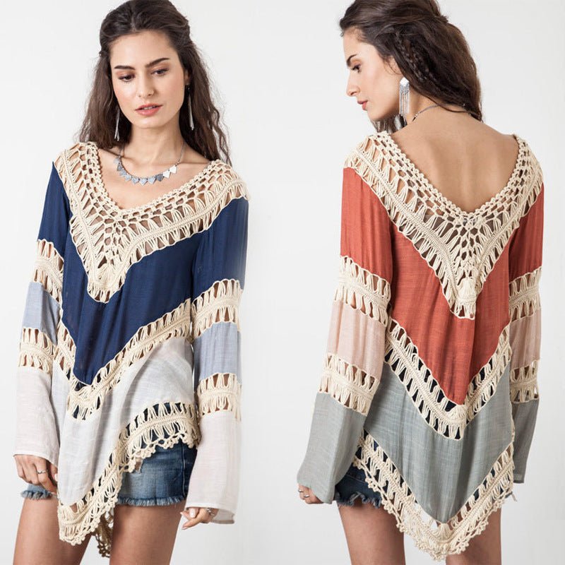 Female loose Bohemia beach blouse - Taylor K Shop