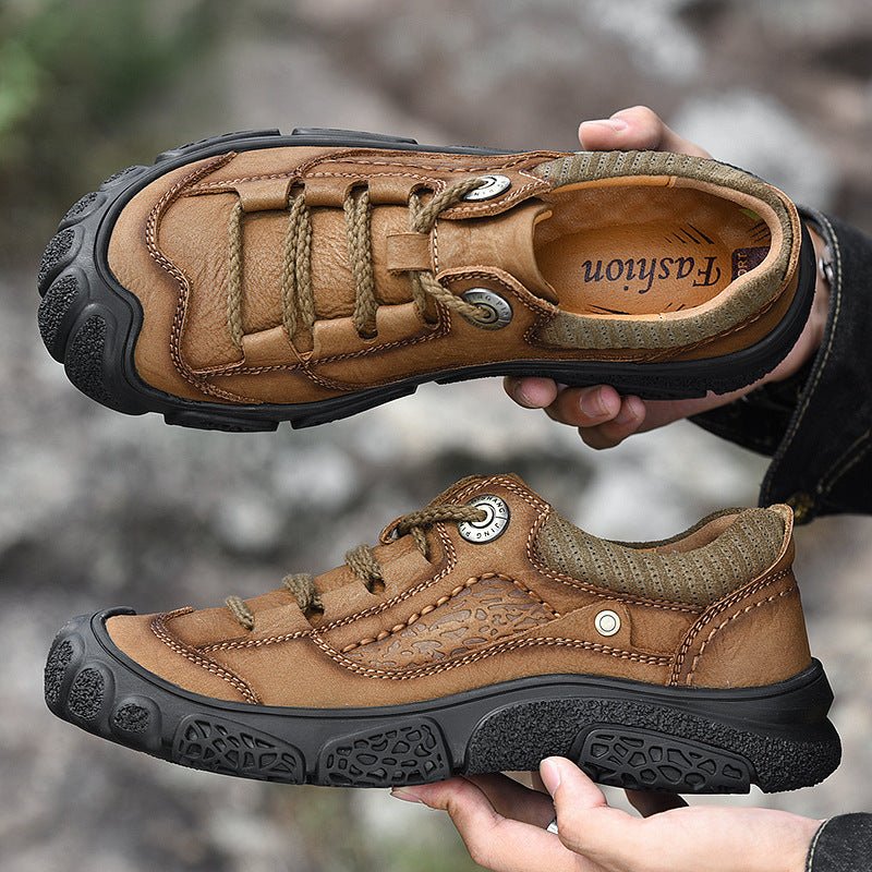 First layer cowhide men's shoes hiking shoes men's leather outdoor shoes - Taylor K Shop