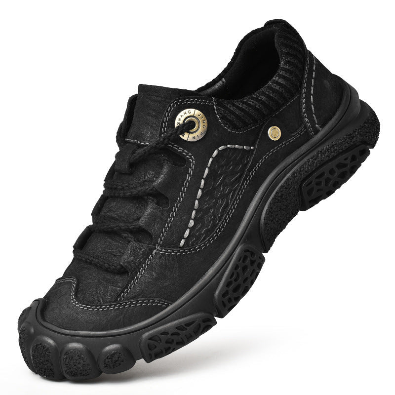 First layer cowhide men's shoes hiking shoes men's leather outdoor shoes - Taylor K Shop