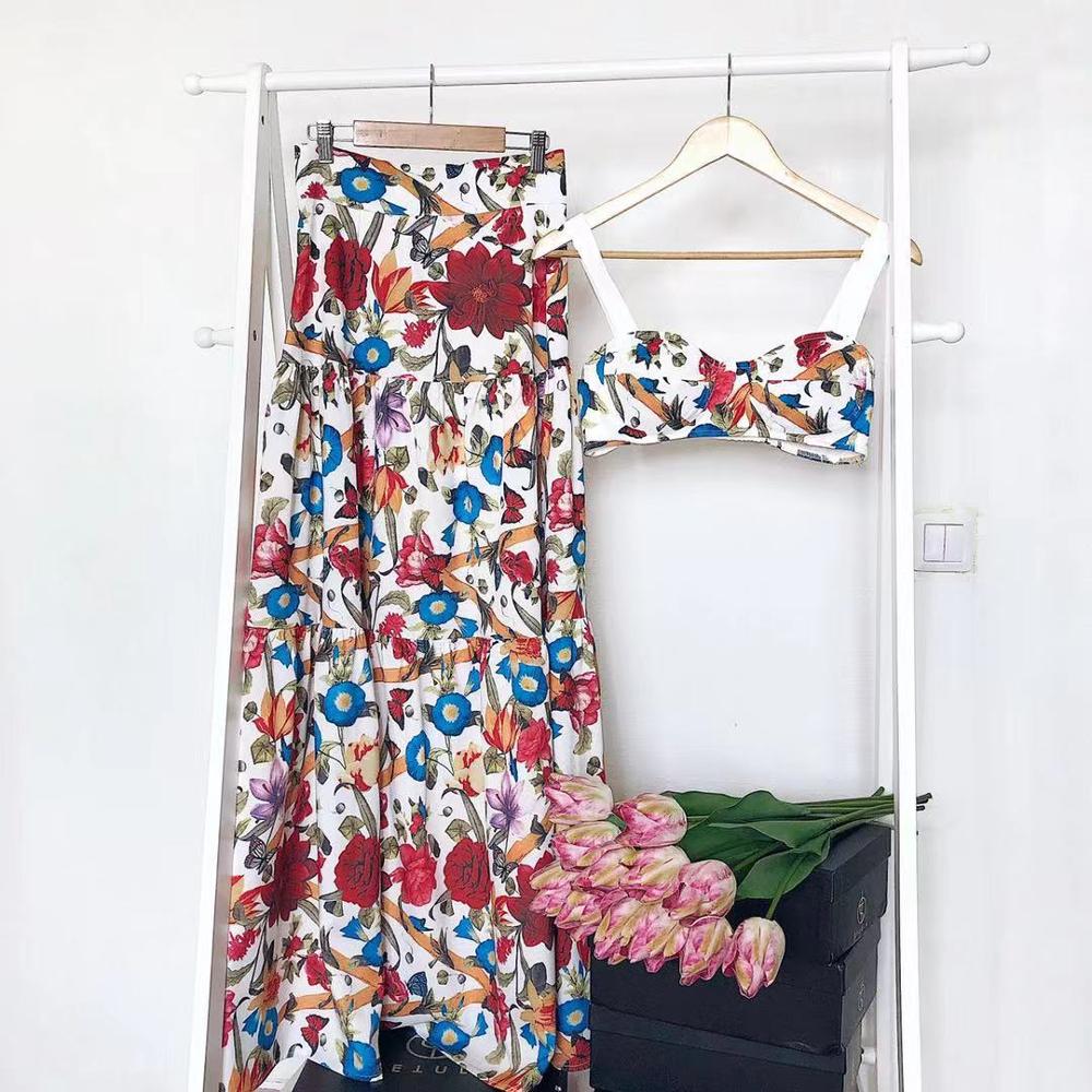 floral print women summer dress sleeveless 2 Piece set bohemian dresses holiday vestidos chic plus size beach dress rode - Taylor K Shop