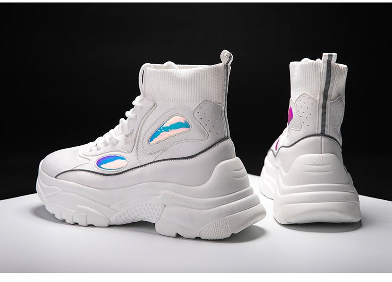 Flying woven white shoes casual platform shoes - Taylor K Shop