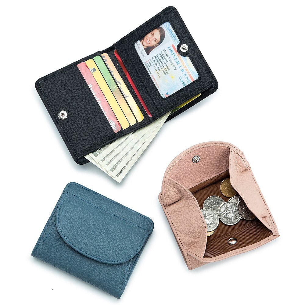 Genuine Leather Fashion Small Wallet Women Female Coin Purse Short Rfid Card Holder Wallets for Women Portfel Damski 2023 New - Taylor K Shop
