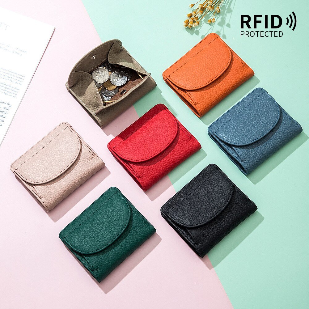Genuine Leather Fashion Small Wallet Women Female Coin Purse Short Rfid Card Holder Wallets for Women Portfel Damski 2023 New - Taylor K Shop