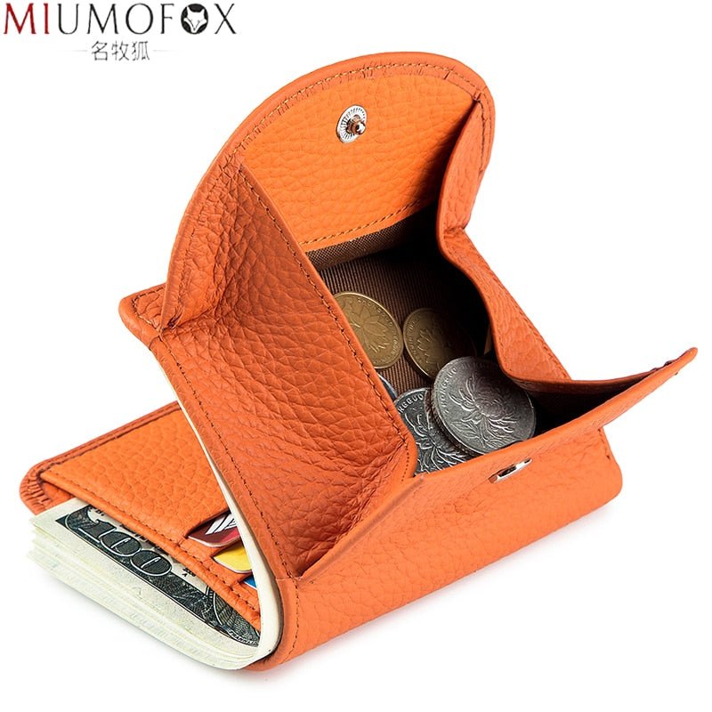 Genuine Leather Fashion Small Wallet Women Female Coin Purse Short Rfid Card Holder Wallets for Women Portfel Damski 2023 New - Taylor K Shop