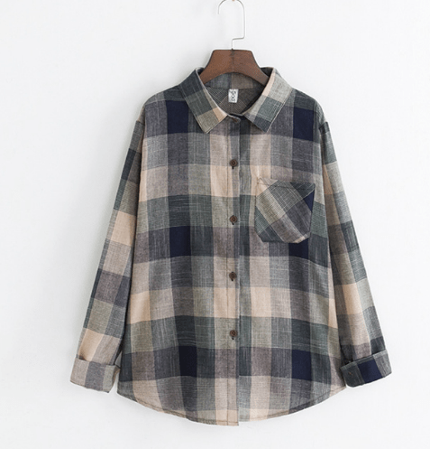 Girl Cotton Blouses Long Sleeve Plaid Blouse - Taylor K Shop