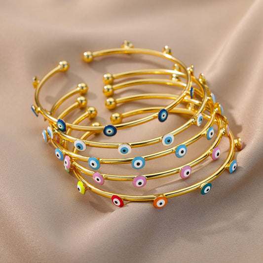 Goth Evil Eye Bracelets For Women Men Stainless Steel Luxury Turkish Eye Viking Bangle Bracelet Jewelry pulseras mujer bijoux - Taylor K Shop